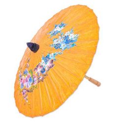 Orange Flora,'Hand-Crafted Saa Paper Parasol with Bamboo Handle'