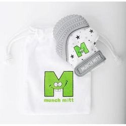 Munch Mitt Teething Mitten - Grey Stars