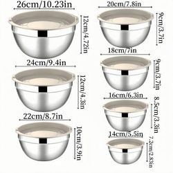 TEMU 14pcs, Stainless Steel Mixing Bowls With Sealed Lids, Salad Mixing Bowl Set, For Food Storage, Meal Prep, Salad And More, Kitchen Gadgets, Kitchen Accessories