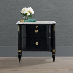 Set of 2 Regency Bow Front Nightstand - Black, Black - Frontgate