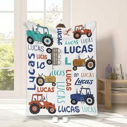 TEMU [customization] 1pc Truck Customized Name Blanket, Suitable For Sofa, Bed, Travel, Camping, Living Room, Office - Machine Washable, All Season , Hypoallergenic, Knitted 100% Polyester Fabric
