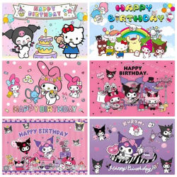 Sanrio Hello Kitty Kuromi Cinnamon Photography Backdrop Birthday Party Decor Cartoon Photo