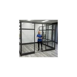 7'H Sliding Glass Door with Black Frame