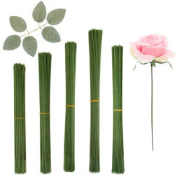 Tige de fleur verte artificielle 15/20/25/30/40cm, 20 pièces, matériel Floral, accessoires de tige de fil faits à la main pour décoration de maison de mariage