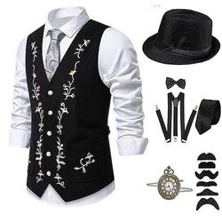 Anni Ruggenti Anni 1920 Retrò Vintage Abiti Gilet Set di accessori Gentiluomo Costume Per uomo Halloween Carnevale Capodanno Festa / Sera Mascherata Vigilia di Capodanno Adulti Cravatta Gilet Altri