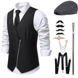 Anni Ruggenti Anni 1920 Retrò Vintage Abiti Gilet Set di accessori Gentiluomo Costume Per uomo Halloween Carnevale Capodanno Festa / Sera Mascherata Vigilia di Capodanno Adulti Cravatta Gilet Altri