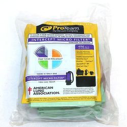 ProTeam ProVac, AviationVac, QuarterVac, Super QuarterVac, TailVac, QuietPro BP, GoCartVac and Super QuarterVac HEPA Backpack Vacuum Genuine Intercept Micro Filter Bags 100431, 200 per case