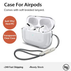 Transparent Case For All New Airpods 4 3 2 1 Pro Pro2 Bluetooth Earphone Clear Soft TPU Case With Strap Earbuds Protective Cover