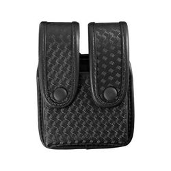Uncle Mike's Fitted Pistol Magazine Cases Mirage BW Black Double w/Flaps for Double Row Mags 74362