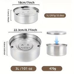 TEMU Stainless Water Bowl, Non-slip Slow Feeder Dispenser, Pet Bowl For Dogs, Uncharged Watering Supply Without Battery.