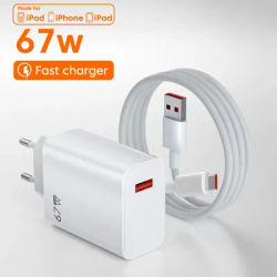 67W USB Fast Charger Quick Charge 3.0 for Xiaomi 14 13T 12 Ultra Redmi Note 13 12 11 Pro POCO Turbo Charge 6A USB Type C Cable