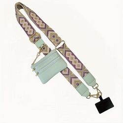 TEMU Stylish Mobile Phone Lanyard Belt Zipper Bag With -adjustable Polyester Mobile Phone Necklace Belt Clip Bag