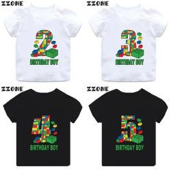 Master Builder Blocks Building Number Bow Print Boys Clothes 1 2 3 4 5 6 7 8 9 Years Birthday Kids T shirt Baby Girls T-Shirts