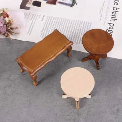 9 Styles 1/12 Dollhouse Miniature Mini Wooden Table Coffee Table Simulation End Table Furniture Toys for Doll House Accessories