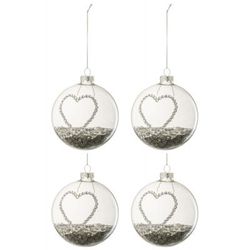 Scatola di 4 palline di Natale in vetro bianco 10x10x10 cm