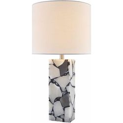 Vosselaar 25"H x 13"W x 13"D Traditional Light Gray/Cream/White/Metallic - Nickel/Translucent Table Lamp - Boutique Rugs