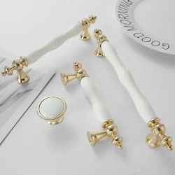 Golden Ivory White Furnitur Hardwar moda europea da incasso per mobiletto in ceramica per mobili per Hardware con maniglia per mobili