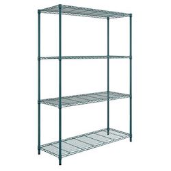 Quantum Food Service RWR72-2448LDP 48" NSF 4-Tier Epoxy Coated Wire Shelf Kit - 24"W, 72"H, Green