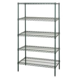 Quantum Food Service WR74-1260P-5 60" NSF 5-Tier Epoxy Coated Wire Shelf Kit - 12"W, 74"H, Green