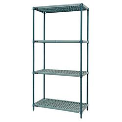 Quantum Food Service WR74-2142WPM 42" NSF 4-Tier Epoxy Coated Wire Shelf Kit - 21"W, 74"H, Green