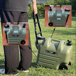 TEMU 28l Portable Camping Water Bucket, Pe Material, With Pull-handle And Wheels, Spigot, Car Storage , Large Capacity Outdoor Water Container, Outdoor Water Jug, Outdoor Water Storage Equipment