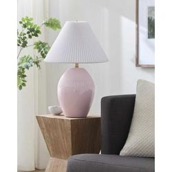 Lechbruck 23"H x 16"W x 16"D Modern Pink/White/Metallic - Nickel Table Lamp - Boutique Rugs