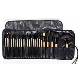TEMU 24pcs Female Professional Makeup Sets Cosmetics Brushes With Leather Bag Lip Brush Eye Shadow Brush Makeup Tools - Unscented