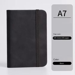 TEMU 1pc A7 Leather Pocket Notebook - Journal, Portable Mini Notepad With 6 Color Options (black, Navy Blue, Light Blue, Pink, Gray, Green), Lined Pages, Use Or Notes