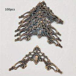 TEMU 100pcs Metal Corners For Books, Gift Box Packaging Decoration Piece, Hollowed Out Triangles Diy Metal Crafts Accessories, Albums Menus Pull Out Boxes Decorative Metal Corner Protectors