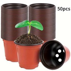 TEMU 50pcs Seedling Pots, Flower Pots, Nutrient Cups, Used Succulents, Vegetable Seedlings, Flowers, With Drainage Holes To Prevent From Getting Stuffy