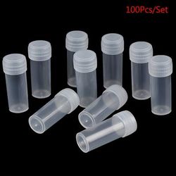 TEMU 100pcs 5ml Translucent Plastic Test Tubes With Screw Caps - Leak-proof & Portable, Ideal For School Supplies, Pills & Powders, Portable Containers|screw |plastic Construction