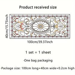 TEMU Contemporary Static Cling Window Film Sticker, Polyvinyl Chloride, Floral Pattern, Double-sided Print, Glass Decor, Removable, 20mil Thickness - 1 Set Dj2077-kq