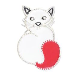 Fancy Cat,'Red Cat-Themed Sterling Silver Brooch Pin from India'