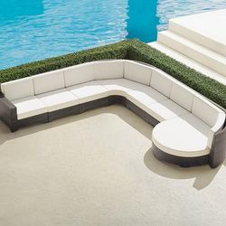 Palermo 7-pc. Right-Facing Daybed Set In Bronze Wicker - Quick Dry, Vista Boucle Seasalt - Frontgate