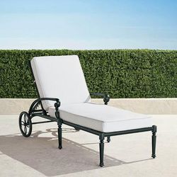 Carlisle Chaise Lounge with Cushions in Onyx Aluminum - Standard, Cosenza Trellis Black - Frontgate