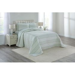 Lyocell Cotton Jansen Bedspread Set by BrylaneHome in Pale Aqua (Size QUEEN)