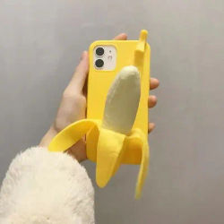 Peeled Banana Soft Phone Case for iPhone 3D Stress Reliever Silicone Cover iPhone 16 15 14 11 12 13