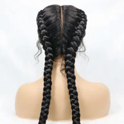 Synthetic Goddess Braided Wigs Cornrow Braided Wigs with Baby Hair Braids Wigs for Women Daily Use Knotless Wigs
