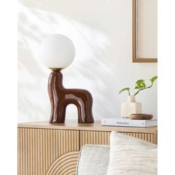 Lindoeste 17"H x 7"W x 9"D Cottage Dark Red/White/Translucent Table Lamp - Boutique Rugs