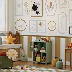 Carta da parati panoramica cornici infantili giallo 300x250cm