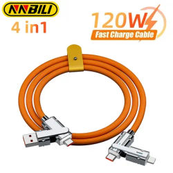 4 In 1 120W USB Type C to Type C IOS Cable 3 IN 1 PD 100W Fast Charging Data Cable for iPhone 11 12