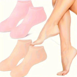 2-Pack Ultra-Soft Silicone Moisturizing Foot Masks for Dry, Cracked Feet - Pair with Moisturizer for Exfoliating Foot Care