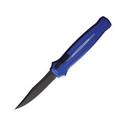 Piranha Knives Auto Rated-R OTF Automatic Folding Knife 3.5in 154CM Clip Point Blade Black Oxide Blue Aluminum Handle P-19BT
