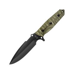 TB Outdoor Survival Fixed Blade Knife 9.75in Overall 4.5in Black PVD MOX Steel Blade Green Sculpted G10 Handle Kydex Sheath 11060037