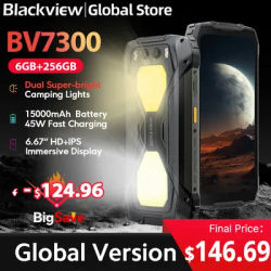 Blackview BV7300 Rugged Phone 6.67'' HD+ IPS 90Hz Display Dual Camping Light NFC 15000mAh 45W Fast Charge Android 14 Cellphone