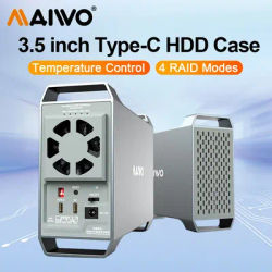MAIWO 10Gbps Dual Bay 3.5 Inch External Hard Drive Enclosure With 4 RAID Intelligent Temperature-controlled for 2.5/3.5 Inch HDD