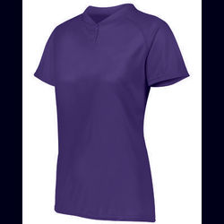 Augusta Sportswear AG1567 Athletic Women's Attain Wicking Two-Button Softball Jersey T-Shirt in Purple size XS | Polyester 1567
