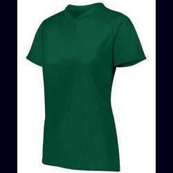 Augusta Sportswear AG1567 Athletic Women's Attain Wicking Two-Button Softball Jersey T-Shirt in Dark Green size Small | Polyester 1567