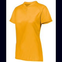 Augusta Sportswear AG1567 Athletic Women's Attain Wicking Two-Button Softball Jersey T-Shirt in Gold size Large | Polyester 1567