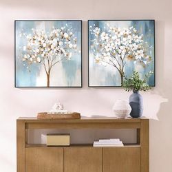 White Blossoming Tree Framed Canvas Wall Art - I - Grandin Road